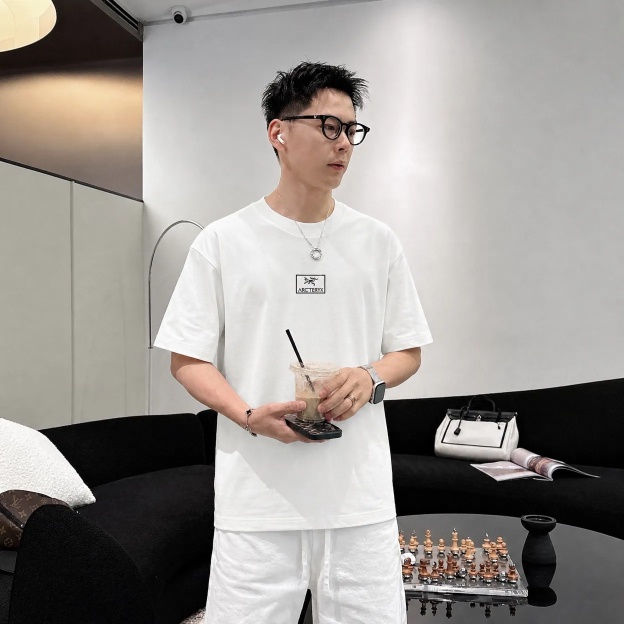 Arc～ logo， 《 》 7A tee ， Same Style ， : Black White Coffee Brown Size：S（90-130 ） M（125-150 ） L（135-165 ） XL（160-190 ） XXL（185 ）